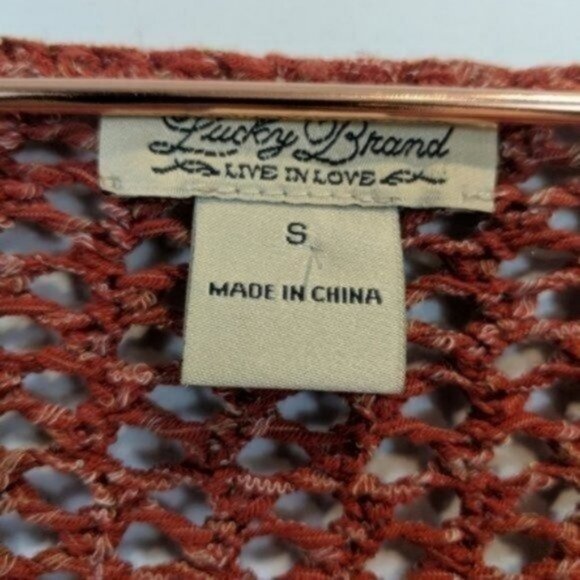 Lucky Brand | Open Weave Knit Scoop Neck Sweater Rust Orange brown - Picture 3 of 4